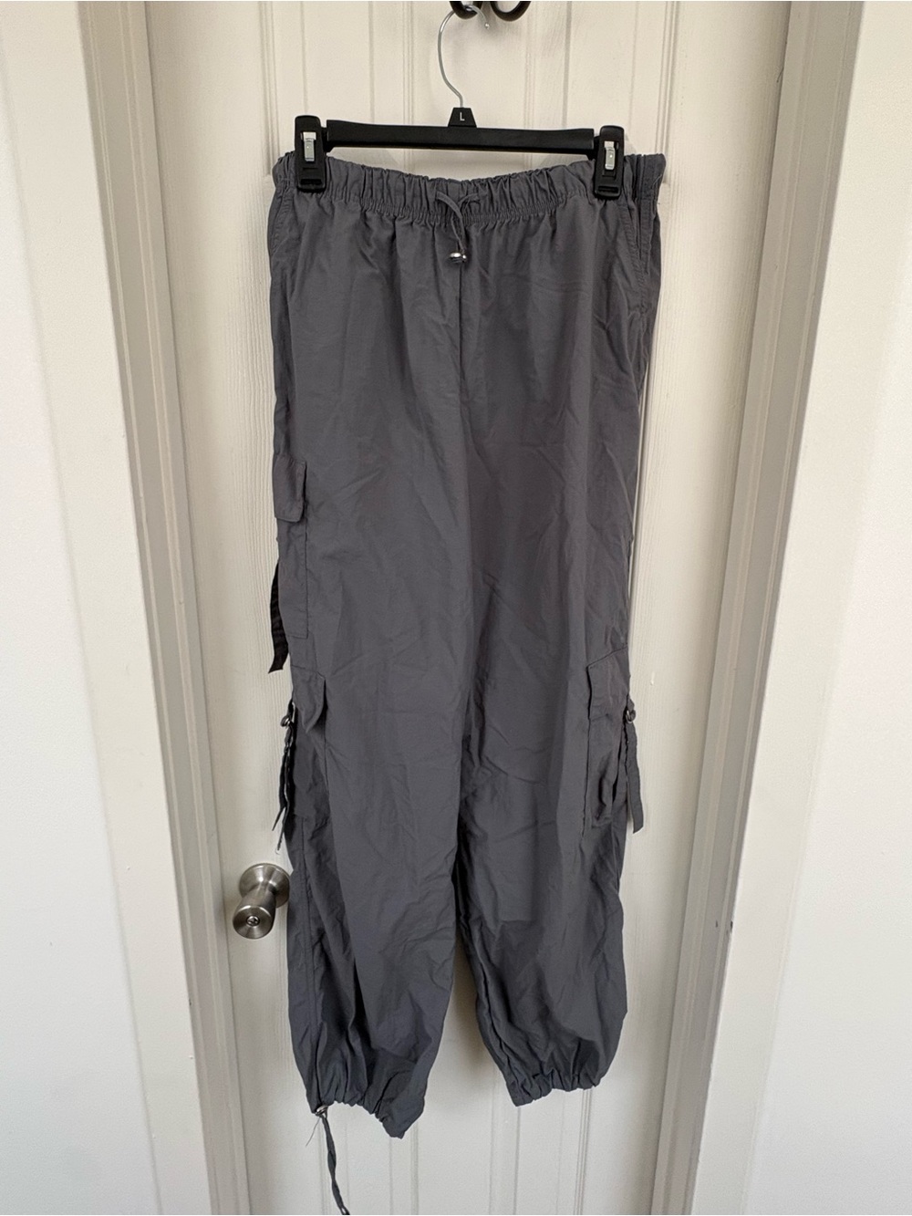 Women’s Gray Cargo Jogger Pants - Elastic Waist & Ankle